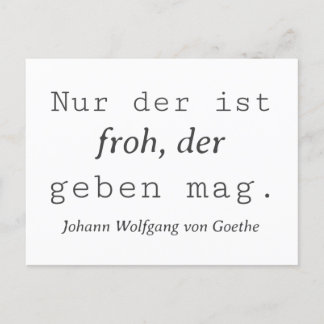 Cartão Postal Weisse Goethe Zitat Wer Nur der ist Froh