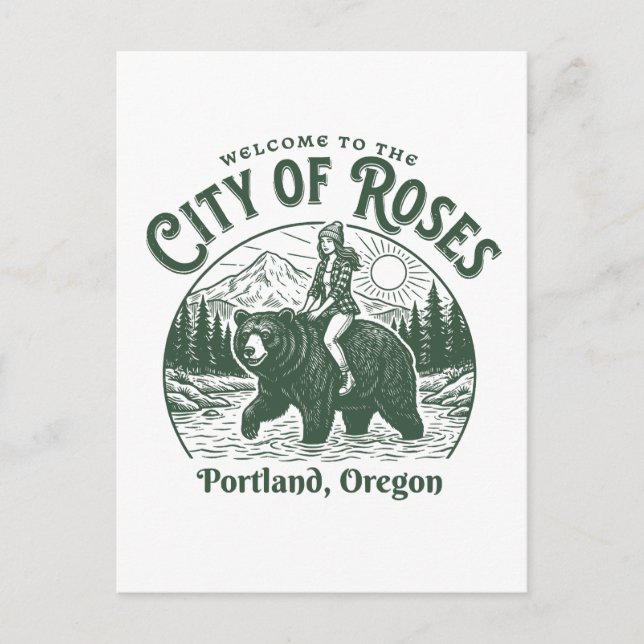 Cartão Postal Welcome to the City of Roses Portland City Oregon (Frente)