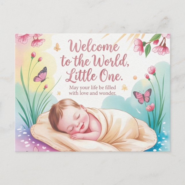 Cartão Postal "Welcome to the World" Newborn Baby Greeting (Frente)