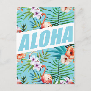 Cartão Postal Wellcoda Aloha Summer Flamingo Holiday