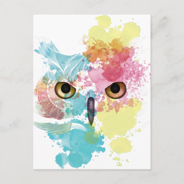 Cartão Postal Wellcoda Fantasy Animal Owl Belo Olho (Frente)