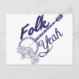 Cartão Postal Wellcoda Folk Sim Música Vida Banjo Beat