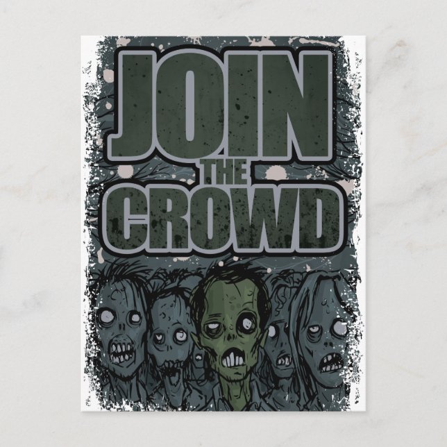 Cartão Postal Wellcoda Zombie Monster Crowd Morto Assustador (Frente)