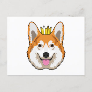 Cartão Postal Welsh Corgi com Coroa