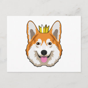 Cartão Postal Welsh Corgi com Coroa