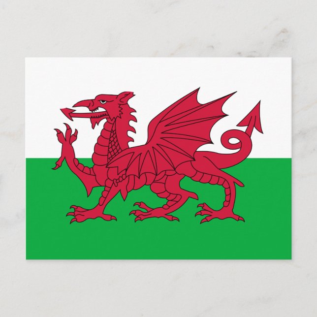Cartão Postal Welsh Flag (País de Gales) (Welsh Dragon) (Frente)