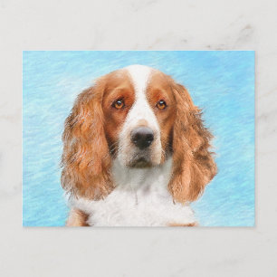 Cartão Postal Welsh Springer Spaniel Painting - Arte Original De
