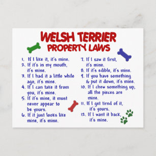 Cartão Postal WELSH TERRIER Property Laws 2