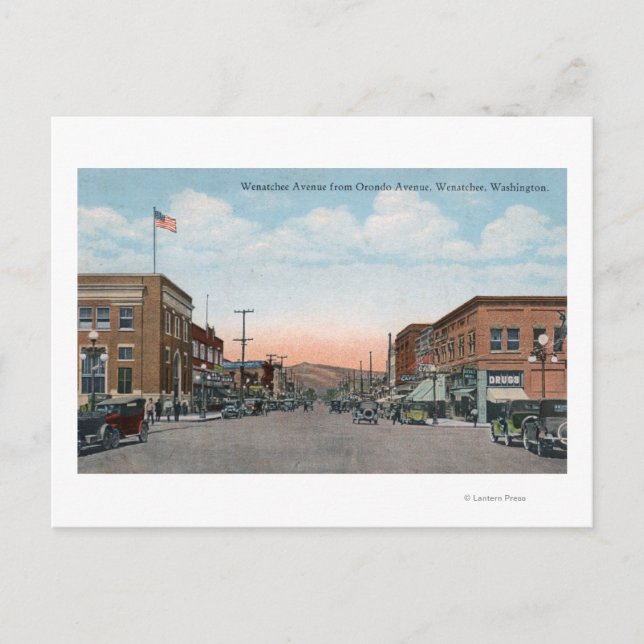 Cartão Postal Wenatchee Ave View de Orondo Ave (Frente)