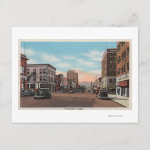 Cartão Postal Wenatchee, era a visão de Wenatchee Ave.