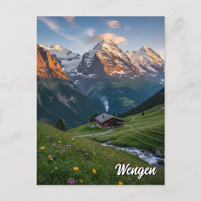 Cartão Postal Wengen Suiça (Frente)