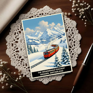 Cartão Postal Wengen, Suíça: Viagens Antigas dos Anos 60