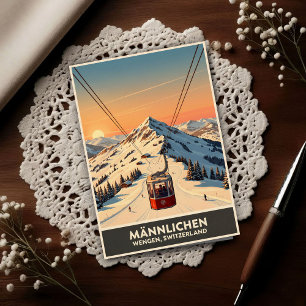 Cartão Postal Wengen, Suíça: Viagens Antigas dos Anos 60