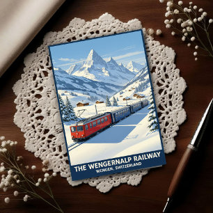 Cartão Postal Wengen, Suíça: Viagens Antigas dos Anos 60