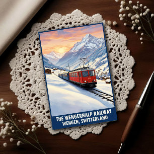 Cartão Postal Wengen, Suíça: Viagens Vintage dos anos 60