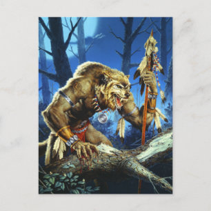 Cartão Postal Werewolf Shaman Da Floresta