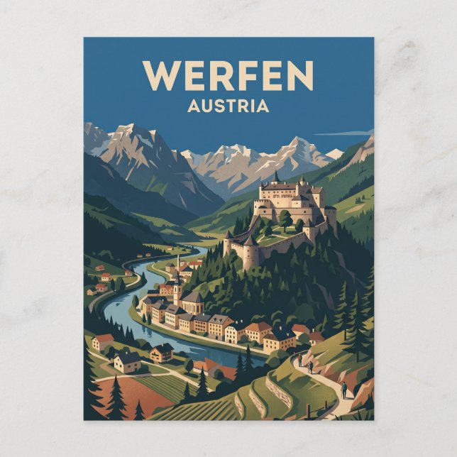 Cartão Postal Werfen, Áustria (Frente)