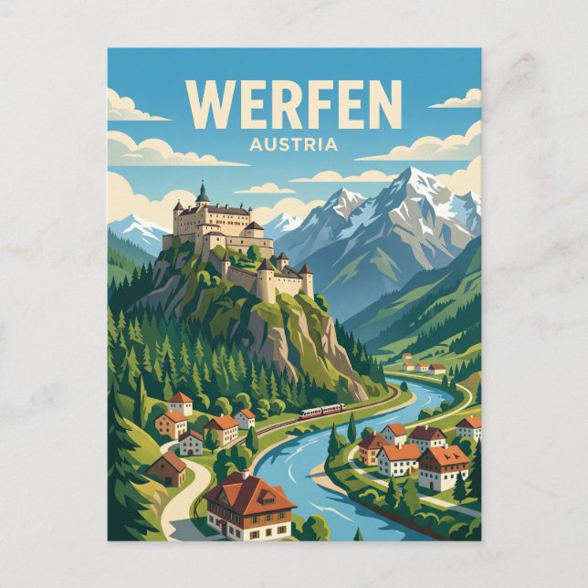 Cartão Postal Werfen Áustria (Frente)