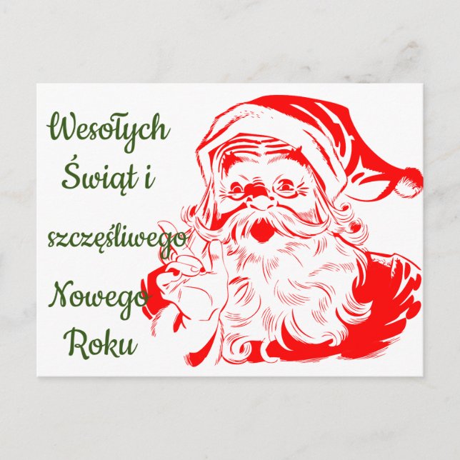 Cartão Postal Wesołych Świąt Bożego Narodzenia Merry Christmas P (Frente)