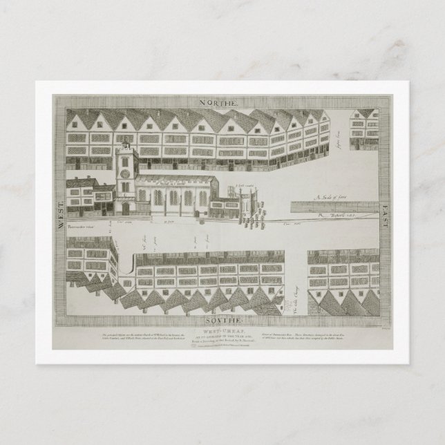 Cartão Postal West Cheap como apareceu no ano de 1585, engrave (Frente)