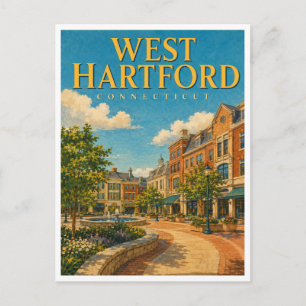 Cartão Postal West Hartford Connecticut Blue Back GeoSaga