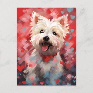Cartão Postal West Highland White Terrier dia dos namorados