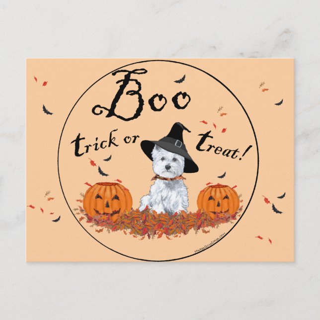 Cartão Postal West Highland White Terrier Halloween (Frente)