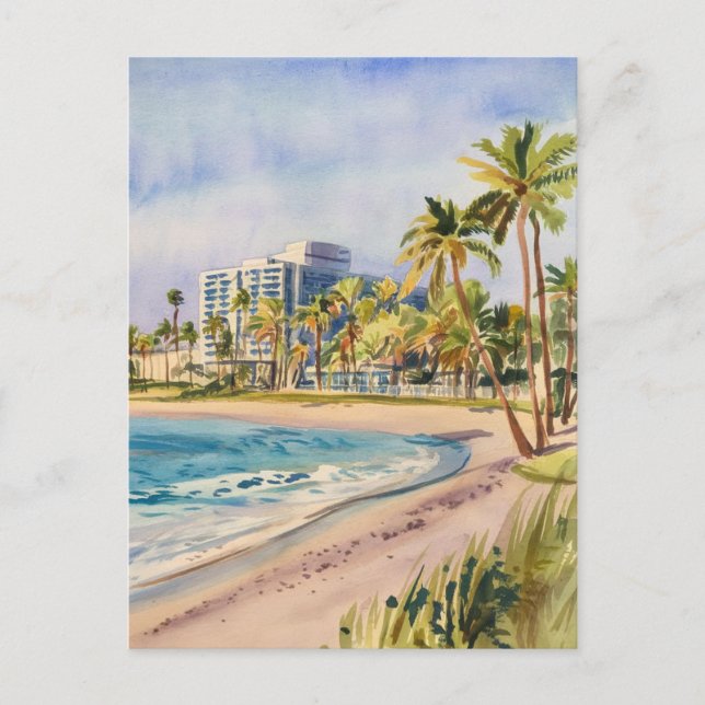 Cartão Postal West Palm Beach, Florida, Watercolor Painting (Frente)