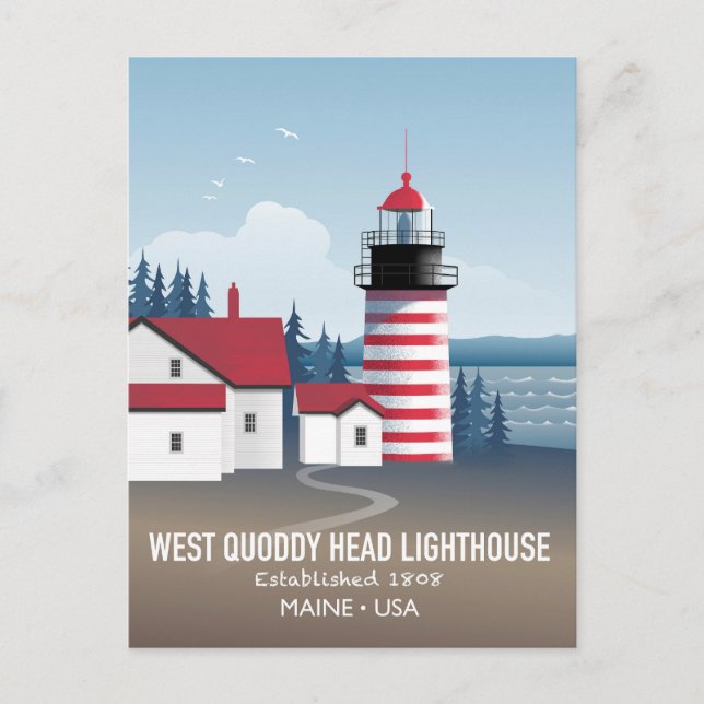 Cartão Postal West Quoddy Head Lighthouse (Frente)