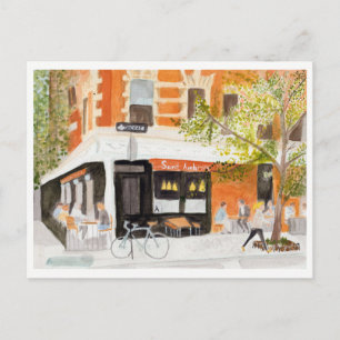 Cartão Postal West Village Café Watercolor