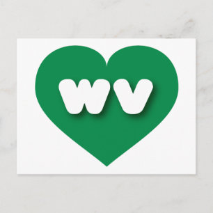 Cartão Postal West Virginia Green Heart - amor