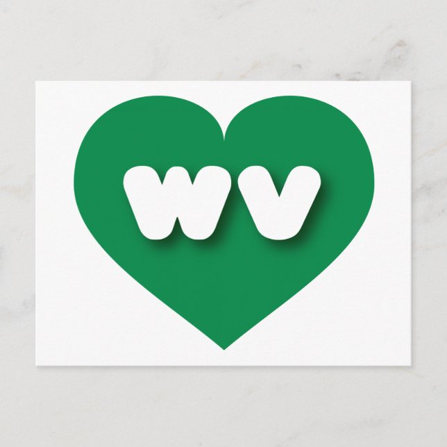 Cartão Postal West Virginia Green Heart - Eu amo wv (Frente)