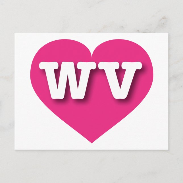 Cartão Postal West Virginia Hot Pink Heart - Eu amo WV (Frente)