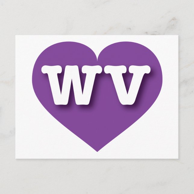Cartão Postal West Virginia Purple Heart - Eu amo WV (Frente)