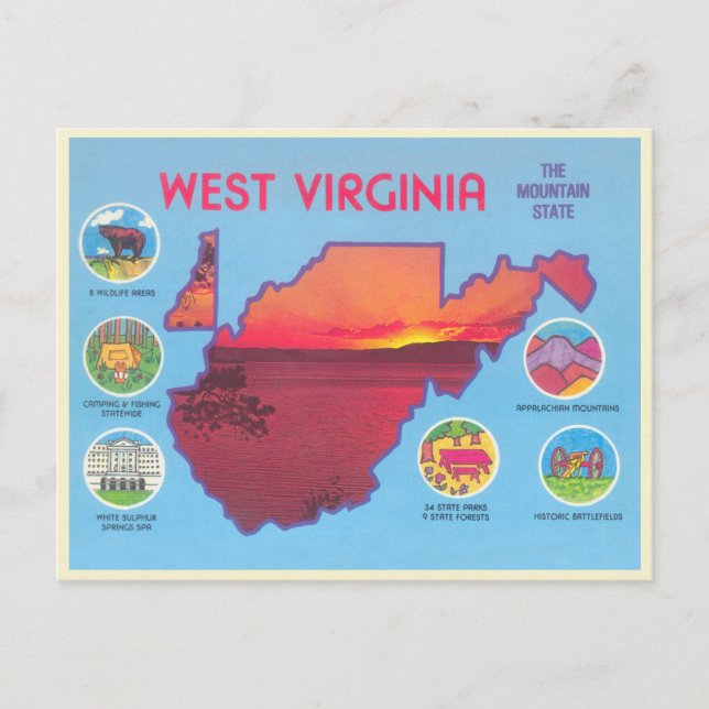 Cartão postal West Virginia State Mountain (Frente)