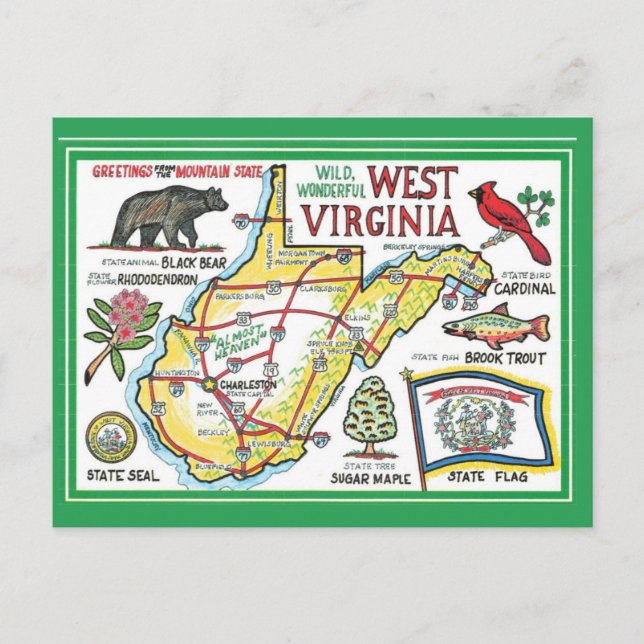 Cartão postal West Virginia Vintage (Frente)