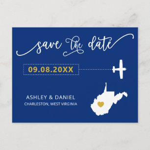 Cartão Postal West Virginia Wedding Salve o Cartaz do Mapa de Da