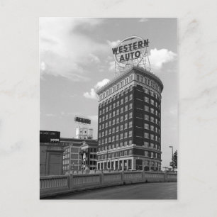 Cartão Postal Western Auto Sign Black & White Architecture Photo