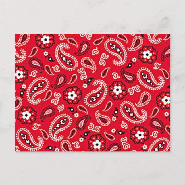 Cartão Postal Western Red Paisley (Frente)