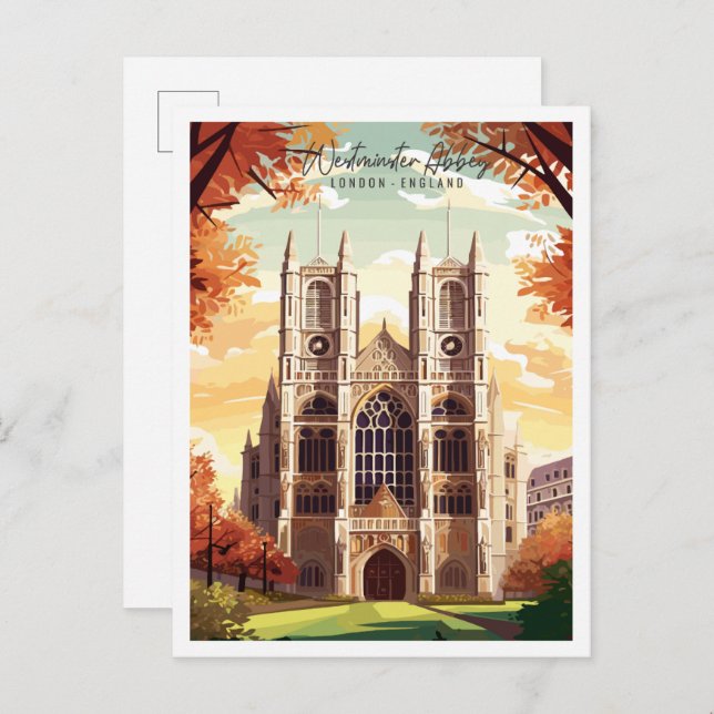 Cartão Postal Westminster Abbey London - viagens vintage Inglate (Frente/Verso)