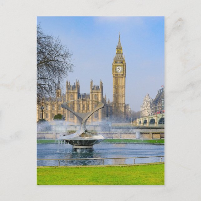 Cartão Postal Westminster Bridge e Big Ben, London UK Postcard (Frente)