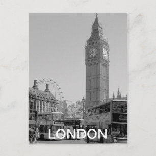 Cartão postal Westminster London preto e branco