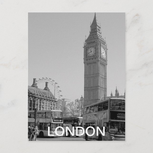 Cartão postal Westminster London preto e branco (Frente)