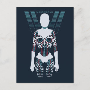 Cartão Postal Westworld   Android Skeleton Over Logo