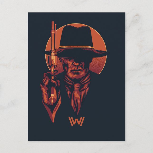 Cartão Postal Westworld | Homem de preto com revólver (Frente)
