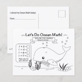 Cartão Postal Whale Ocean Math Coloring Postcard