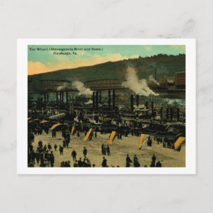 Cartão Postal Wharf, Pittsburgh, Pensilvânia Vintage