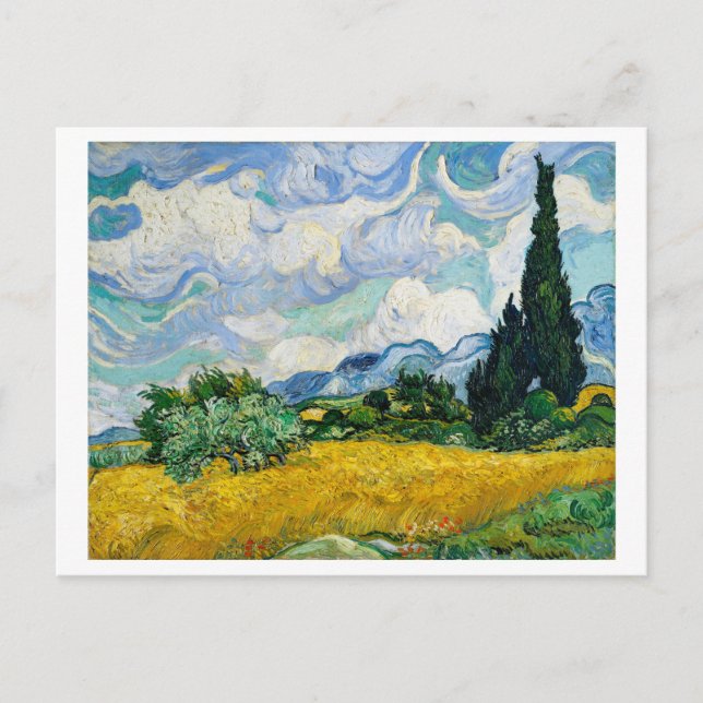 CARTÃO POSTAL "WHEAT CAELD WITH CYPRESSES" 1889, POR VAN GOGH (Frente)