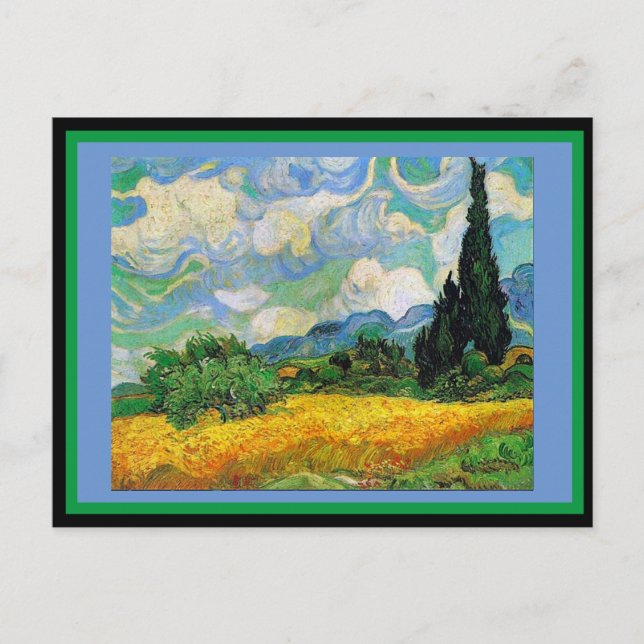Cartão Postal Wheatfield com Cyprestes, Van Gogh, (Frente)