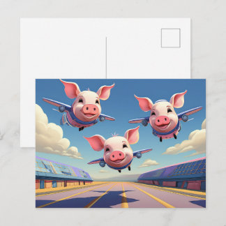 Cartão Postal When Pigs Fly Funny Pigs Airport